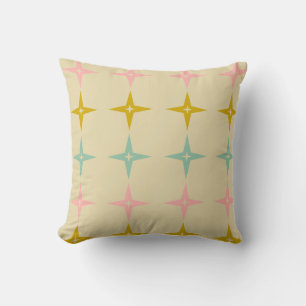 Mid-Century Modern Starburst Pattern in Pink Aqua Cushion