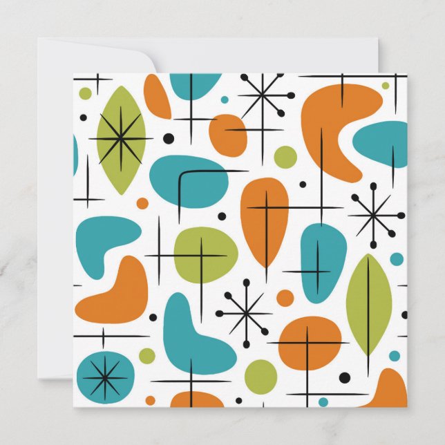Mid Century Modern Starburst Pattern Invitation (Front)