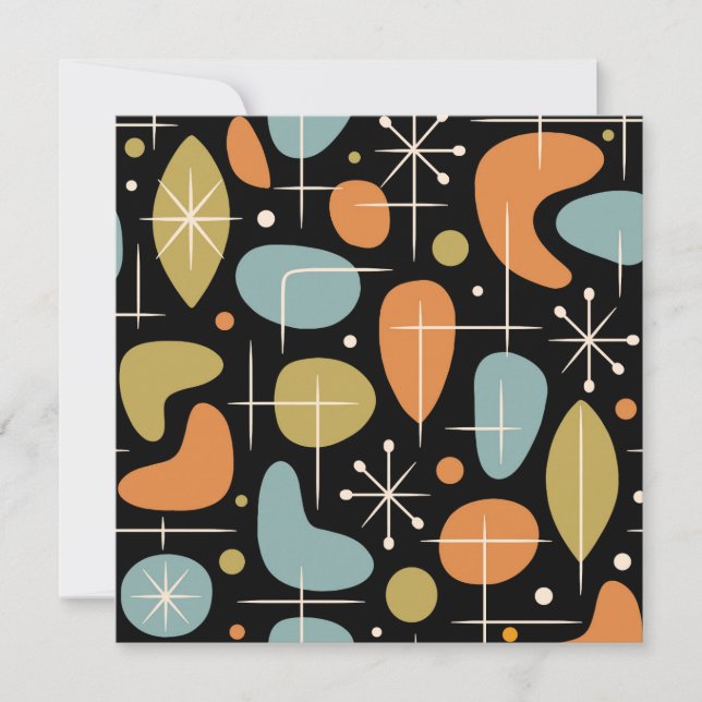 Mid Century Modern Starburst Pattern Invitation (Front)