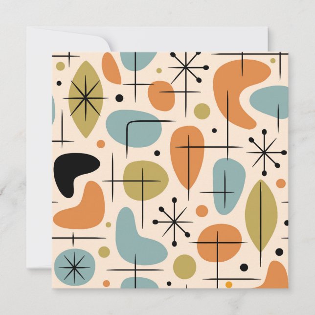 Mid Century Modern Starburst Pattern Invitation (Front)