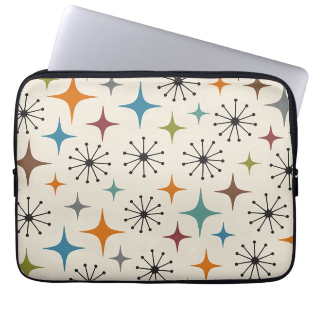 Mid Century Modern Starburst Pattern Laptop Sleeve (Front)
