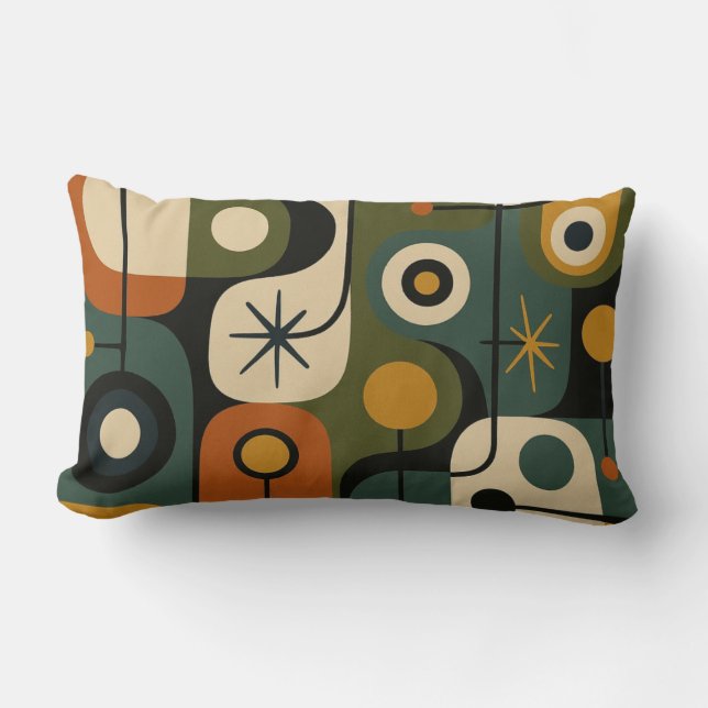 Mid Century Modern Starburst Pattern Lumbar Cushion (Front)