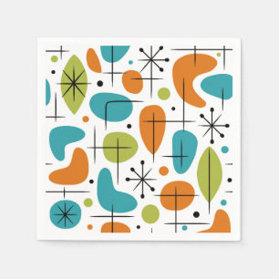 Mid Century Modern Starburst Pattern Napkin