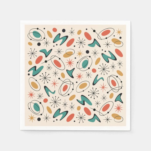 Mid Century Modern Starburst Pattern Napkin (Front)