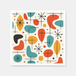 Mid Century Modern Starburst Pattern Napkin