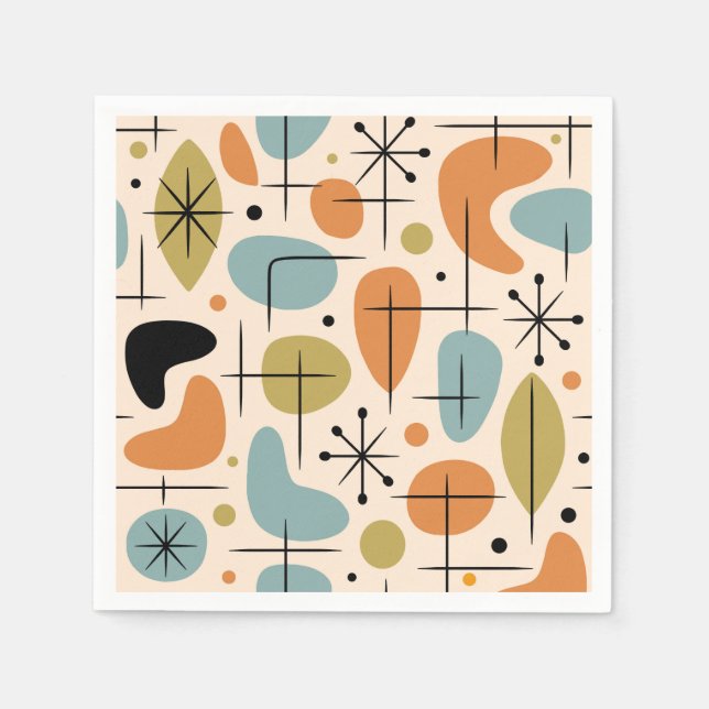 Mid Century Modern Starburst Pattern Napkin (Front)