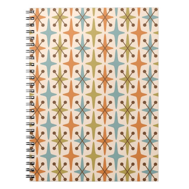 Mid Century Modern Starburst Pattern Notebook (Front)