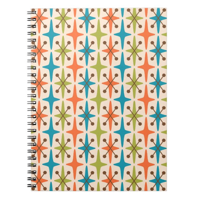 Mid Century Modern Starburst Pattern Notebook (Front)