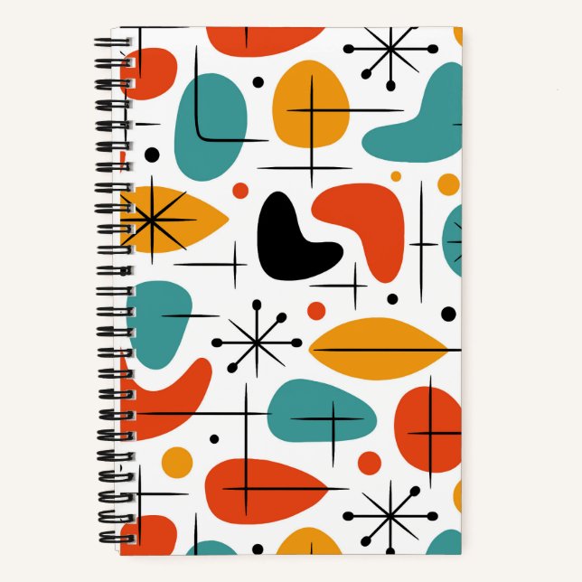 Mid Century Modern Starburst Pattern Notebook (Front)