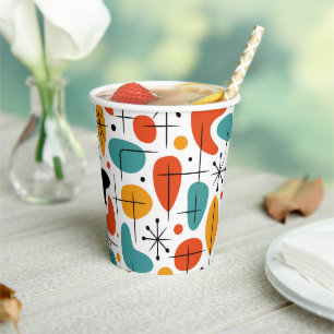 Mid Century Modern Starburst Pattern Paper Cups