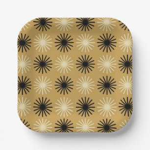 Mid Century Modern Starburst Pattern Paper Plate