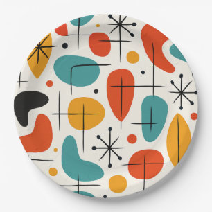 Mid Century Modern Starburst Pattern Paper Plate