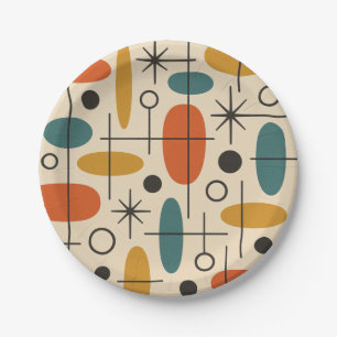 Mid Century Modern Starburst Pattern Paper Plate