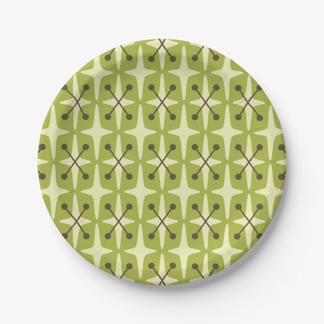 Mid Century Modern Starburst Pattern Paper Plate (Front)