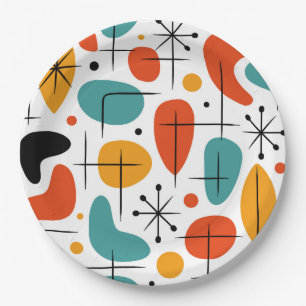 Mid Century Modern Starburst Pattern Paper Plate
