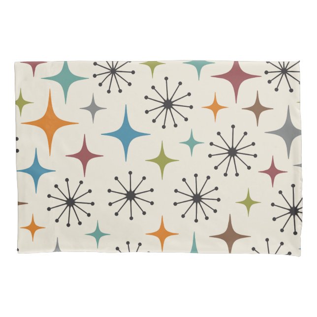 Mid Century Modern Starburst Pattern Pillowcase (Front)