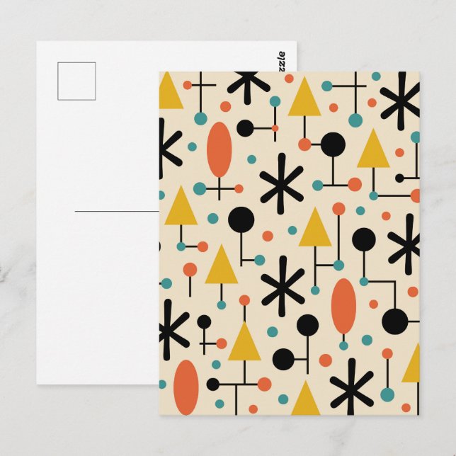 Mid Century Modern Starburst Pattern Postcard (Front/Back)