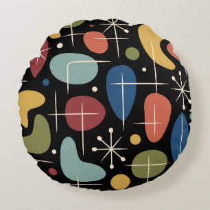 Mid Century Modern Starburst Pattern Round Cushion
