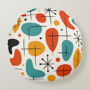 Mid Century Modern Starburst Pattern Round Cushion