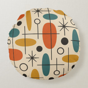 Mid Century Modern Starburst Pattern Round Cushion