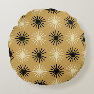 Mid Century Modern Starburst Pattern Round Cushion