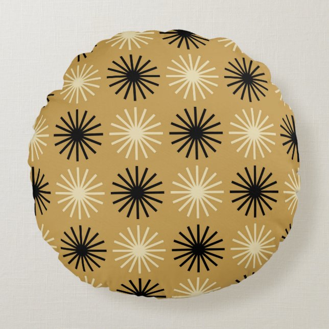 Mid Century Modern Starburst Pattern Round Cushion (Front)