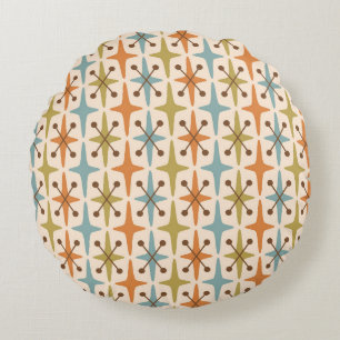 Mid Century Modern Starburst Pattern Round Cushion