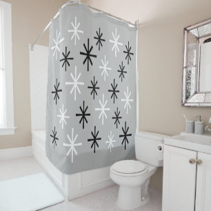 Mid Century Modern Starburst Pattern Shower Curtain