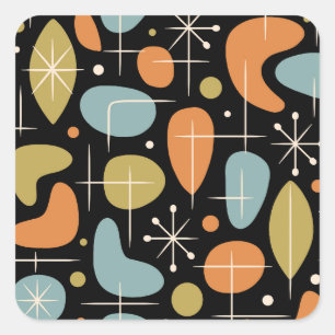 Mid Century Modern Starburst Pattern Square Sticker