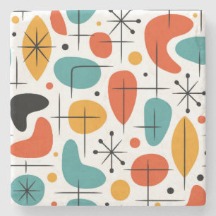 Mid Century Modern Starburst Pattern Stone Coaster