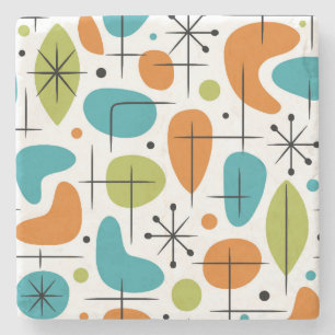 Mid Century Modern Starburst Pattern Stone Coaster