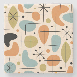 Mid Century Modern Starburst Pattern Stone Coaster