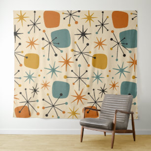 Mid Century Modern Starburst Pattern Tapestry