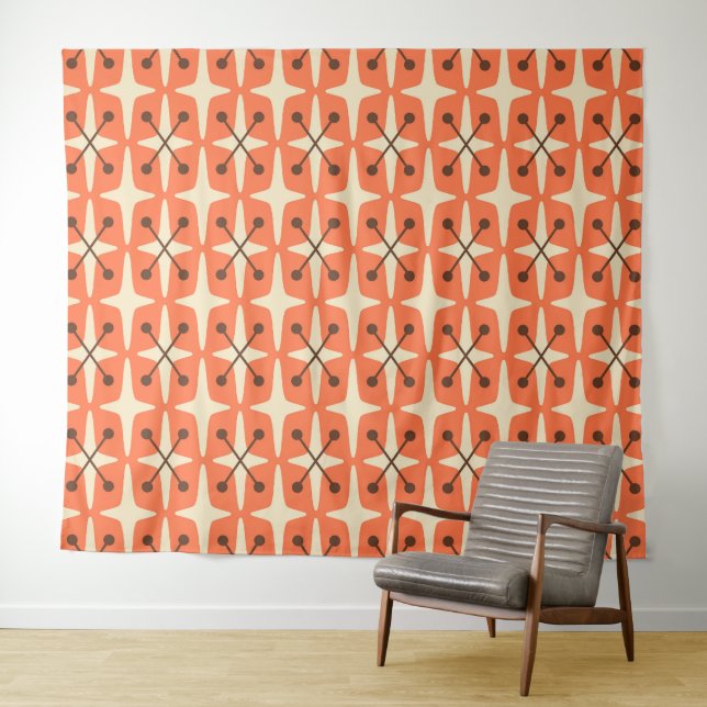 Mid Century Modern Starburst Pattern Tapestry (In Situ (Horizontal))