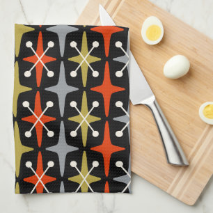 Mid Century Modern Starburst Pattern Tea Towel