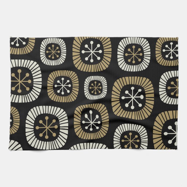 Mid Century Modern Starburst Pattern Tea Towel (Horizontal)