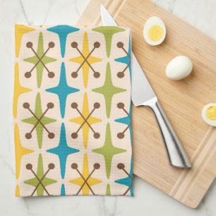 Mid Century Modern Starburst Pattern Tea Towel