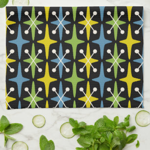 Mid Century Modern Starburst Pattern Tea Towel