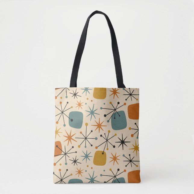 Mid Century Modern Starburst Pattern Tote Bag (Front)