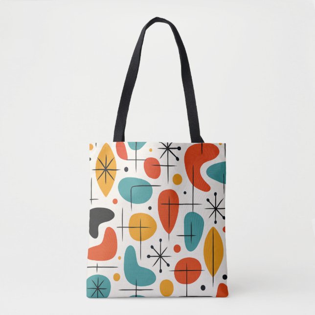 Mid Century Modern Starburst Pattern Tote Bag (Front)
