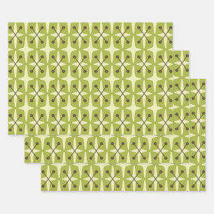 Mid Century Modern Starburst Pattern Wrapping Paper Sheet