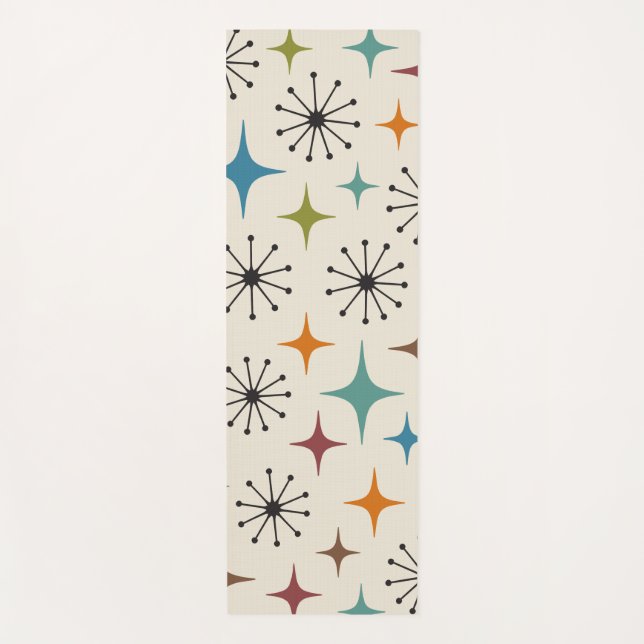 Mid Century Modern Starburst Pattern Yoga Mat (Front)