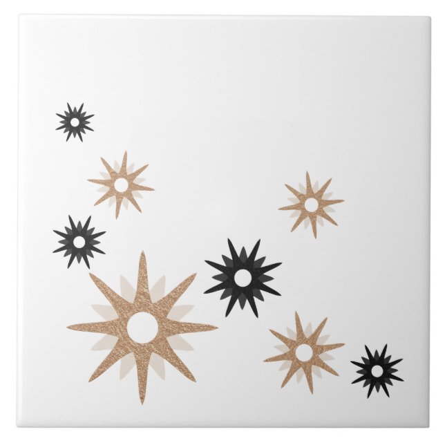 Mid-Century Modern Starburst | Pink & Black Ceramic Tile (Front)