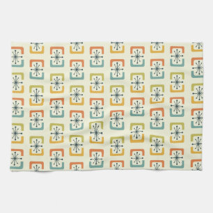 Mid Century Modern Starburst Shells Tea Towel