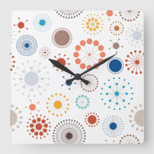 Mid Century Modern Starburst Square Wall Clock