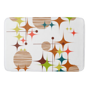 Mid Century Modern Starbursts and Globes Bath Mat
