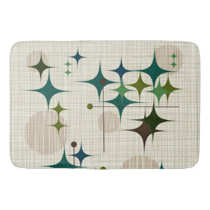 Mid Century Modern Starbursts and Globes Bath Mat