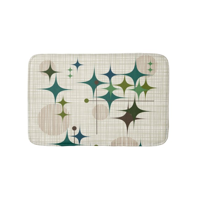 Mid Century Modern Starbursts and Globes Bath Mat (Front)