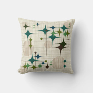 Mid Century Modern Starbursts and Globes Cushion