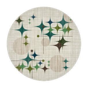 Mid Century Modern Starbursts and Globes Cutting Board